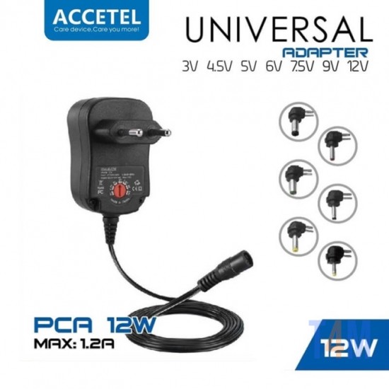 ACCETEL UNIVERSAL PCA-12W MUTI VOLTAGE AC/DC ADAPTER